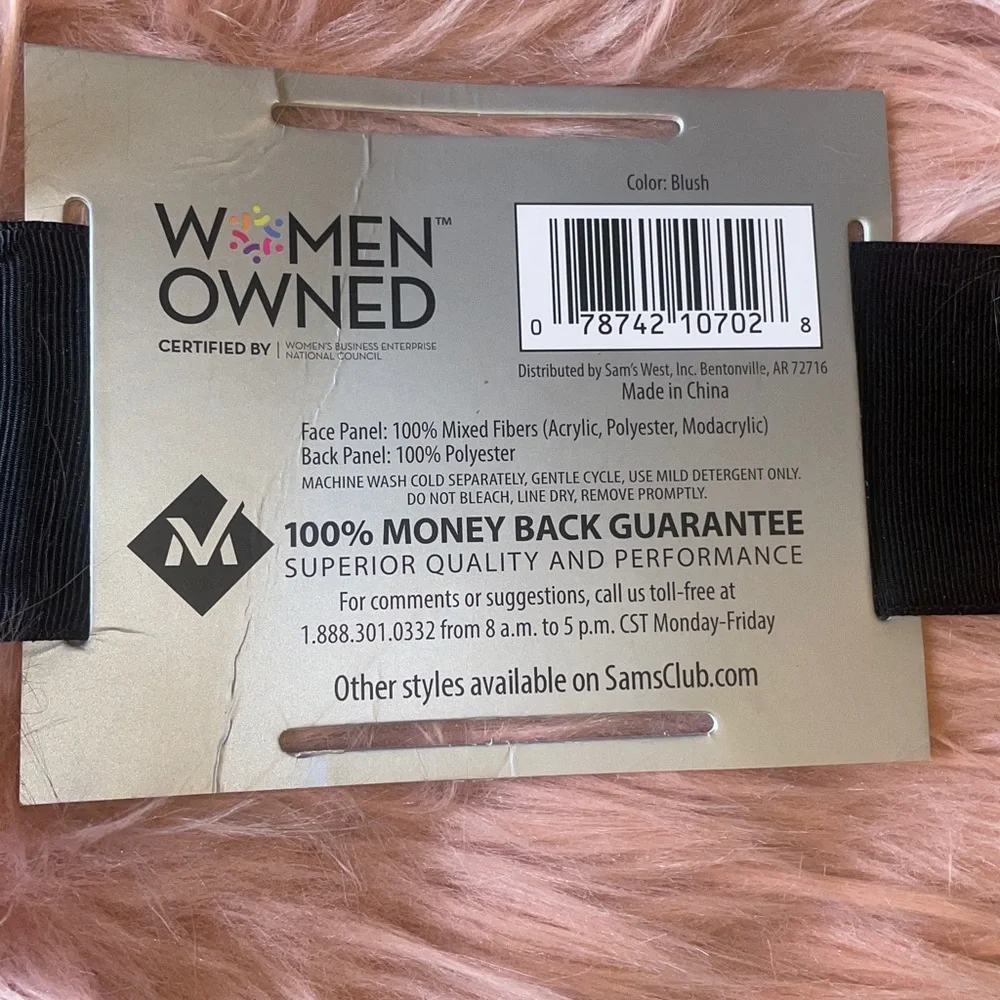 Member's Mark Luxury Faux Fur Throw 60 inch X 70 inch, color Blush
